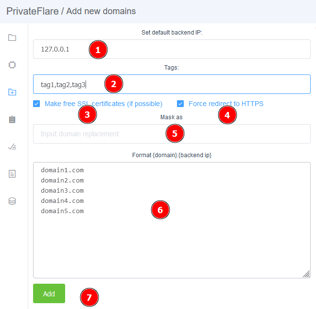 Add domain form